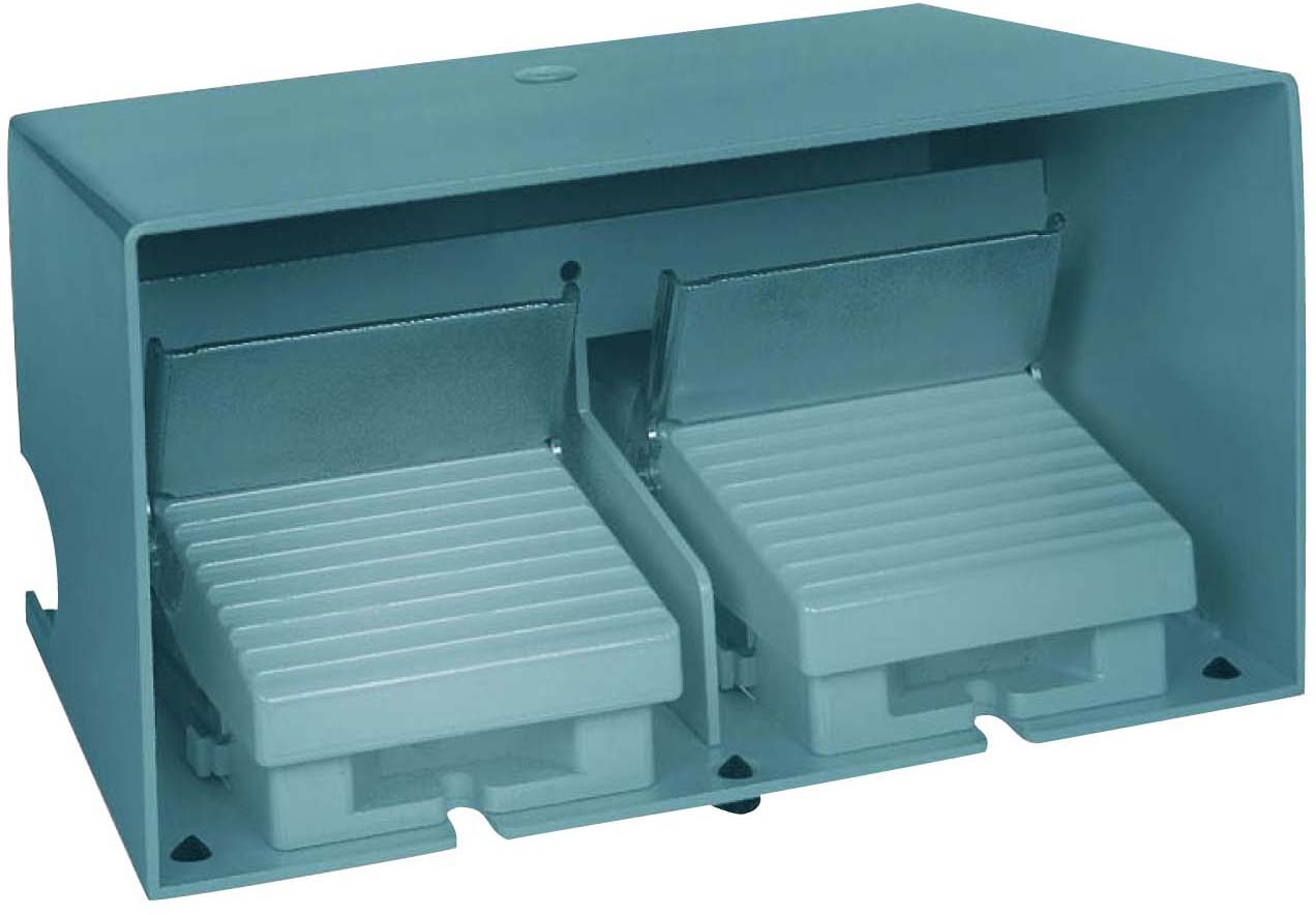 Schneider XPEM5100D Fußschalter, Harmony XPE, doppelt, Metall, blau,1-stufig, 2Ö+2S, IP66, mit Schutzhaube, mit Verriegelung