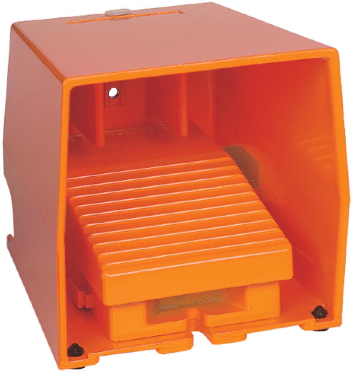 Schneider XPER611 Fußschalter, Harmony XPE, einfach, Metall, orange, 2-stufig, 2Ö+2S, IP66, mit Schutzhaube