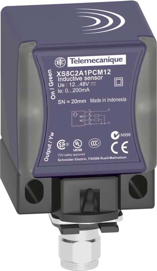Schneider Electric XS8C2A1DAM12 XS8-Indu. Näher.sch. 40x40x70 PBT Sn 20mm 12-48 V DC M12