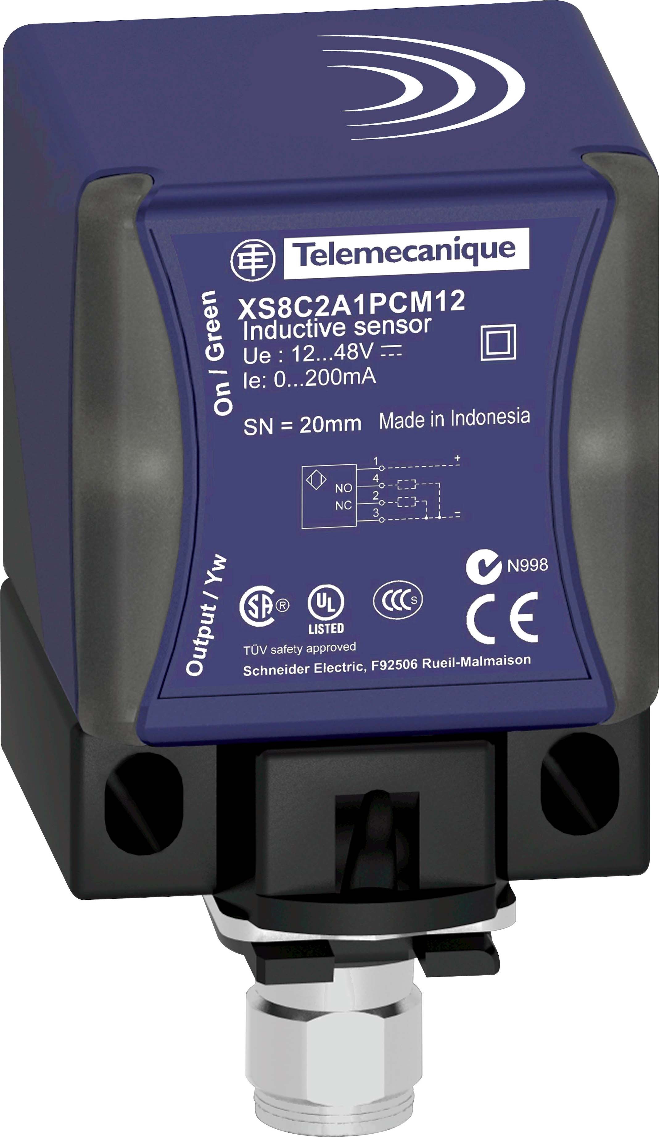 Schneider Electric XS8C2A1NCM12 XS8-Indu. Näher.sch. 40x40x70 PBT Sn 20mm 12-48 V DC M12