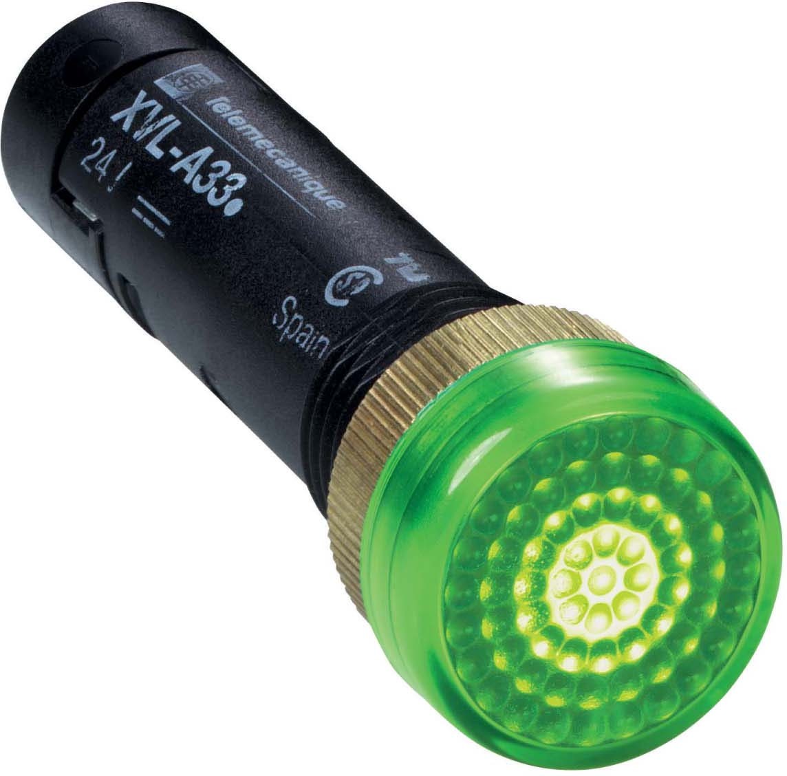 Schneider XVLA333 Leuchtmelder, Harmony XVL, 12mm, grün, geschützte LED, 24V DC, Gewindeanschluss