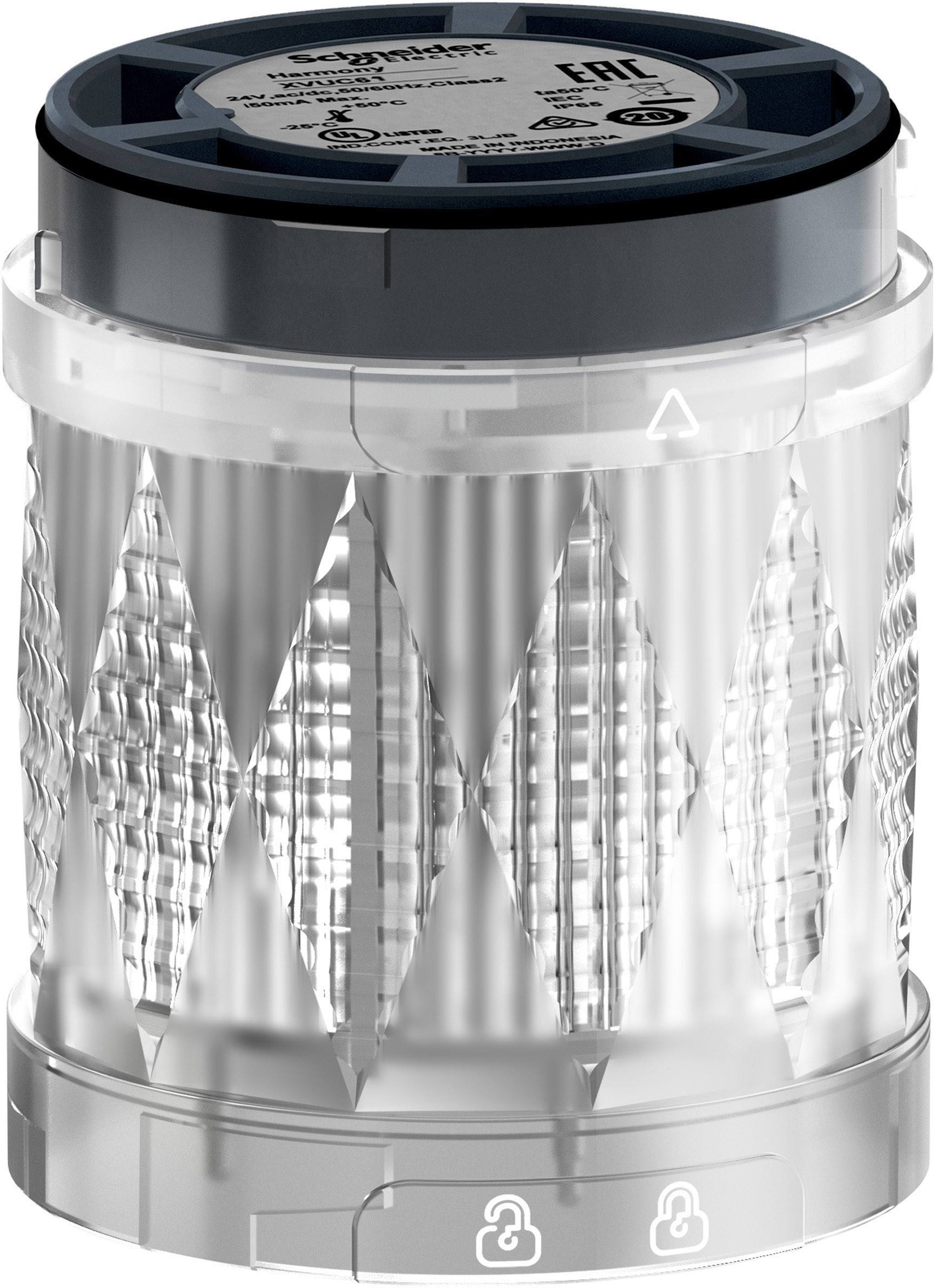 Schneider XVUC67 Leuchtelement, Harmony XVU, modular, 60mm, LED, weiß, klar, Blitzlicht, IP65, 24V ACDC