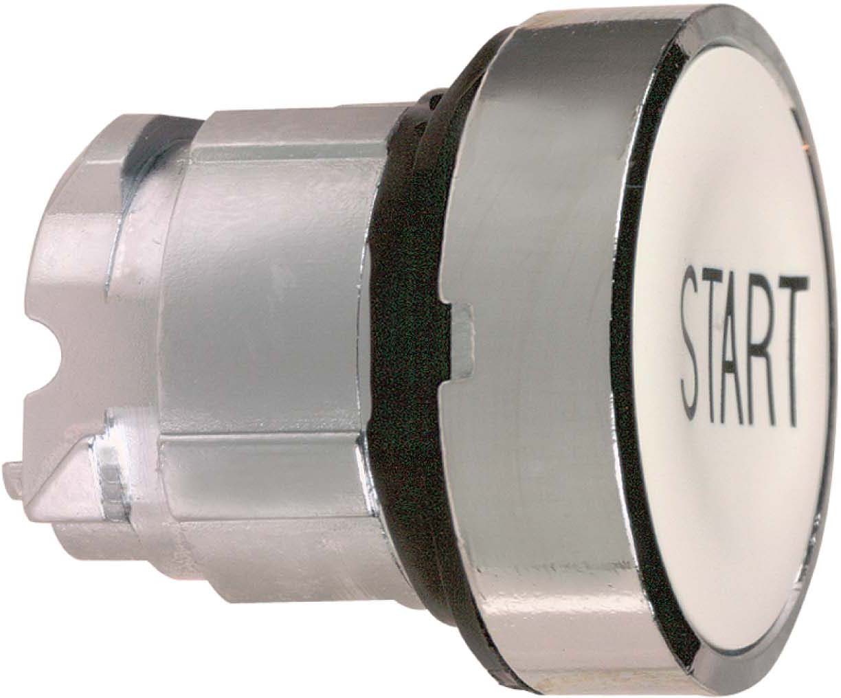 Schneider ZB4BA133 Drucktaster, Frontelement, Harmony XB4, Metall, 22mm, weiß, beschriftet START, tastend