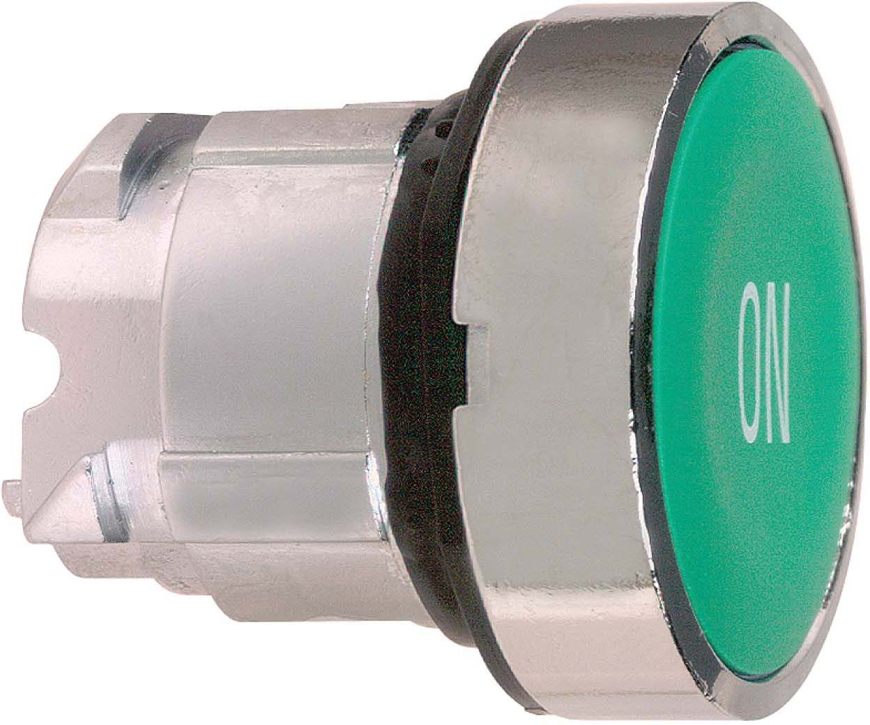 Schneider ZB4BA341 Drucktaster, Frontelement, Harmony XB4, Metall, 22mm, grün, beschriftet ON, tastend