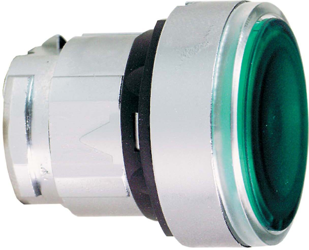 Schneider ZB4BA38 Leuchtdrucktaster, Frontelement, Harmony XB4, Metall, 22mm, grün, tastend, für universelle LED, für Einlegeschild