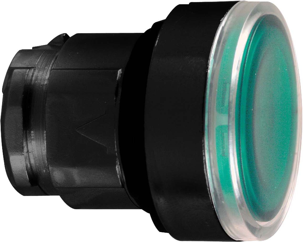Schneider ZB4BA387 Leuchtdrucktaster, Frontelement, Harmony XB4, Metall schwarz, 22mm, grün, für universelle LED, für Einlegeschild
