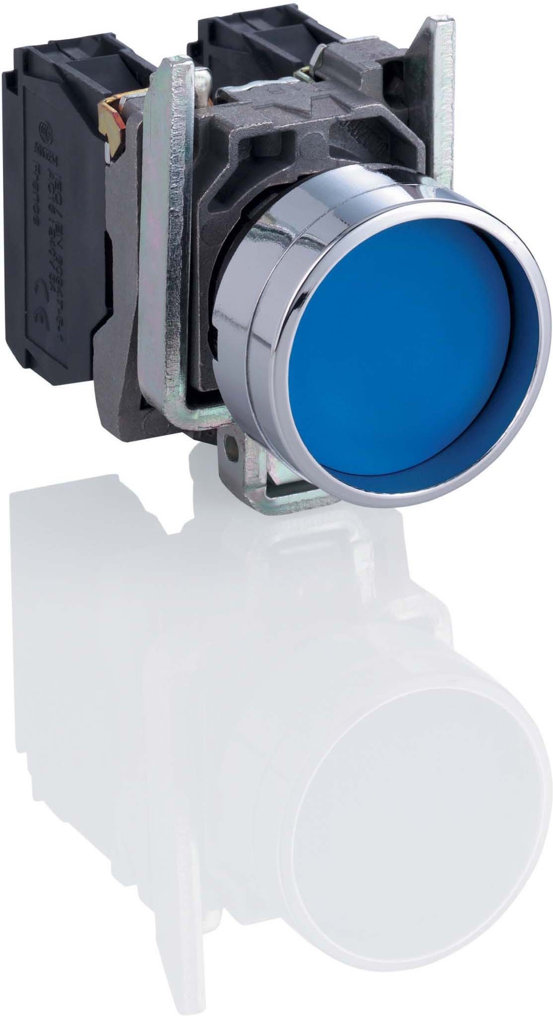 Schneider ZB4BA66 Drucktaster, Frontelement, Harmony XB4, Metall, 22mm, blau, zurückgesetzt, unbeschriftet, tastend
