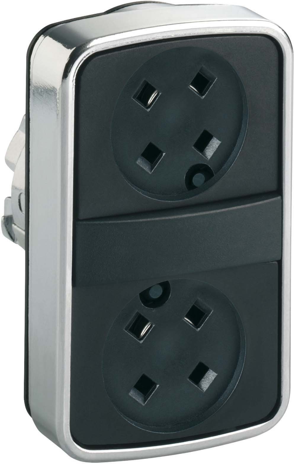 Schneider ZB4BA79 Doppeldrucktaster, Frontelement, Harmony XB4, Metall, 22mm, ohne Tastenschild, tastend