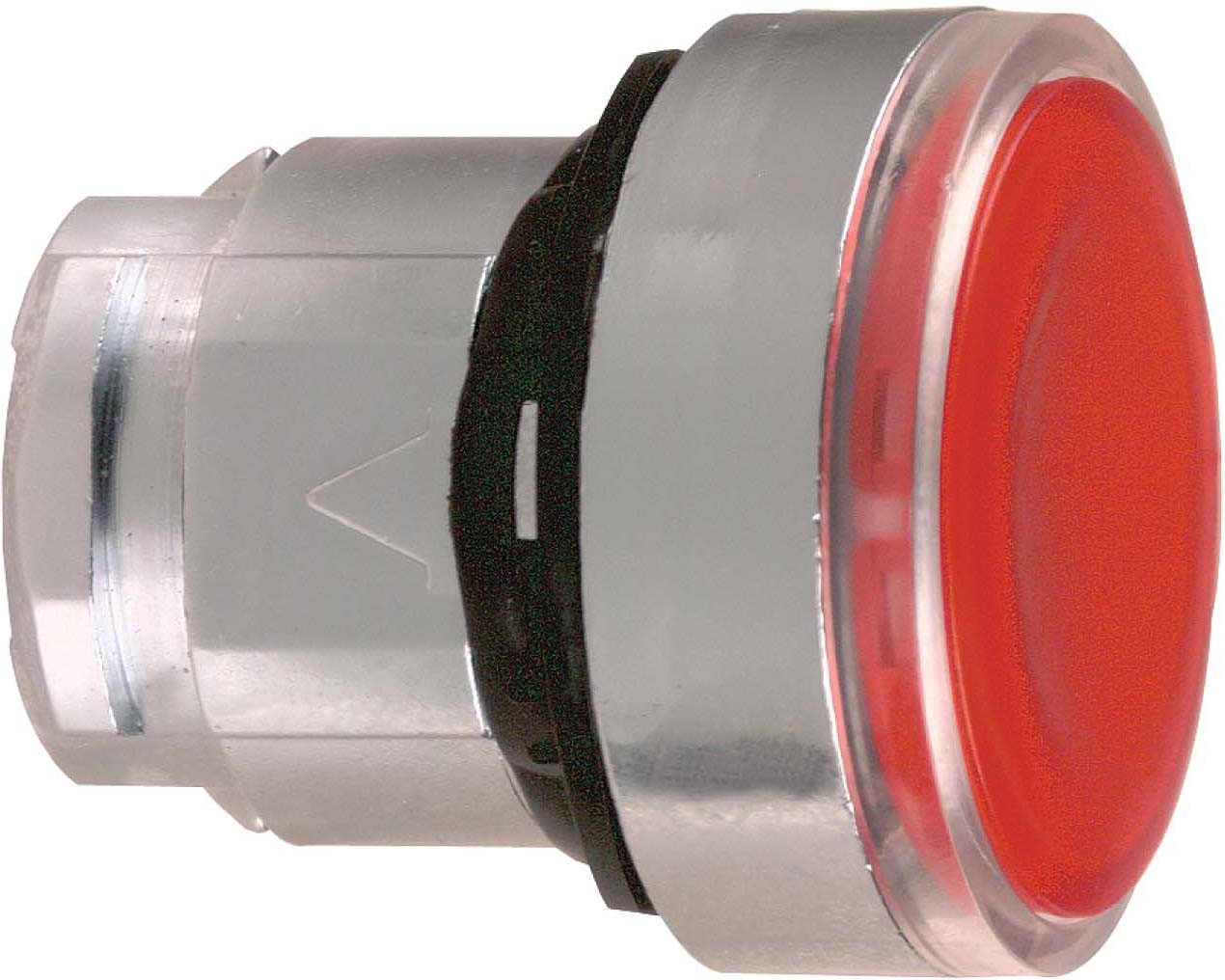 Schneider ZB4BH0483 Leuchtdrucktaster, Frontelement, Harmony XB4, Metall, 22mm, rot, für universelle LED, rastend, für Einlegeschild