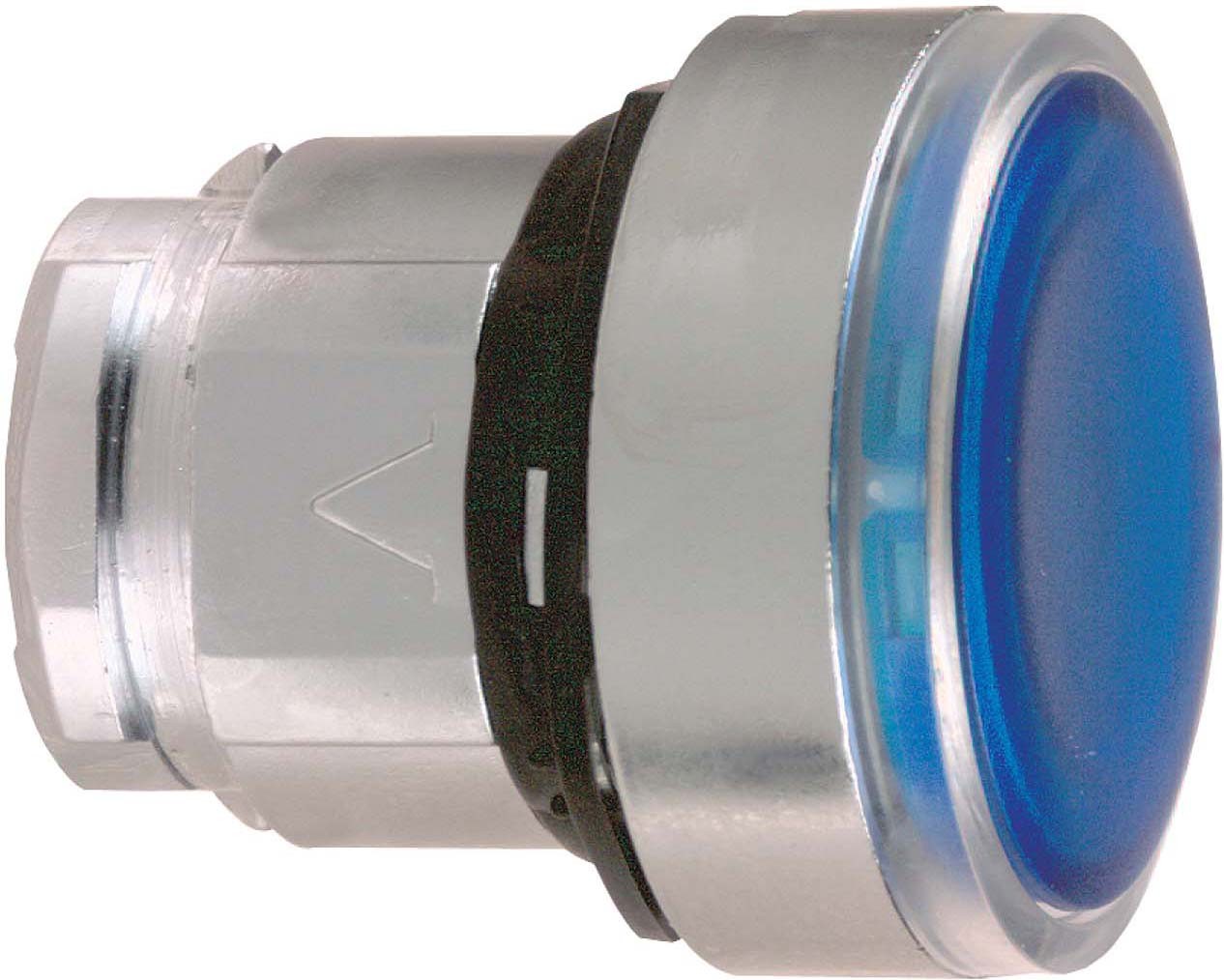 Schneider ZB4BH063 Leuchtdrucktaster, Frontelement, Harmony XB4, Metall, 22mm, blau, unbeschriftet, für universelle LED, rastend