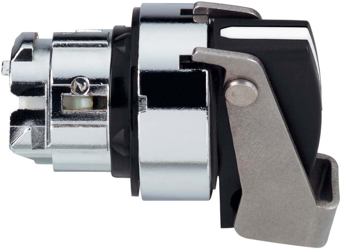 Schneider ZB4BJ393 Wahlschalter, Frontelement, Harmony XB4, Metall schwarz, 22mm, schwarz, 3 Stellungen, langer Knebel, verriegelbar