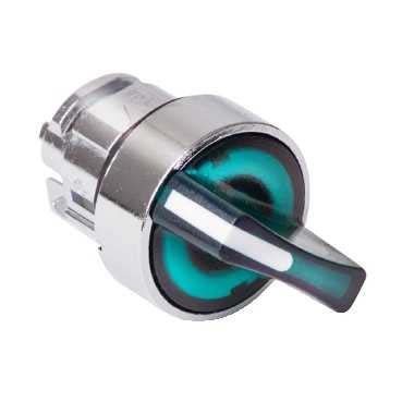 Schneider ZB4BK1233 Leuchtwahlschalter, Frontelement, Harmony XB4, Metall, 22mm, grün, für universelle LED, 2 Stellungen, rastend