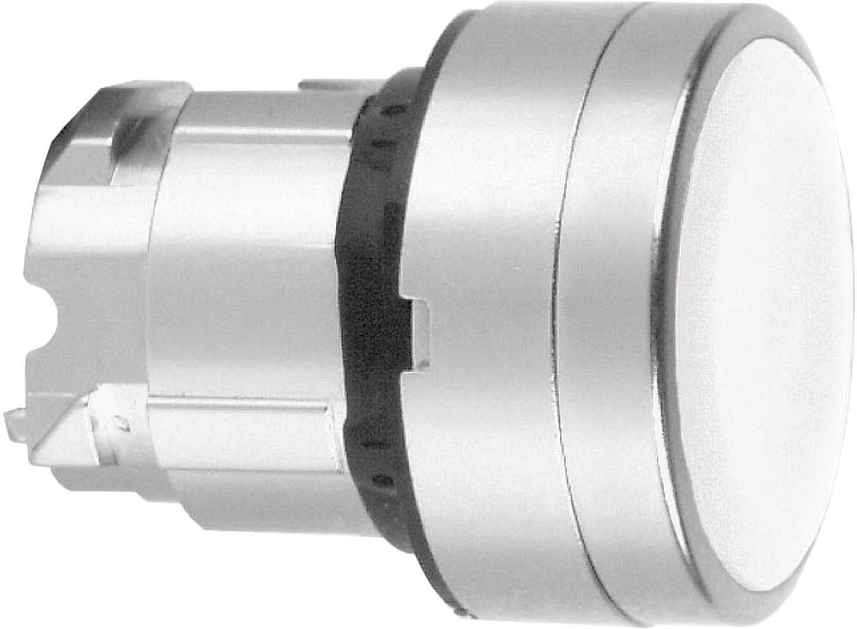 Schneider ZB4BP183 Drucktaster, Frontelement, Harmony XB4, Metall, 22mm, weiß, unbeschriftet, tastend, mit Schutzkappe, für Einlegeschild