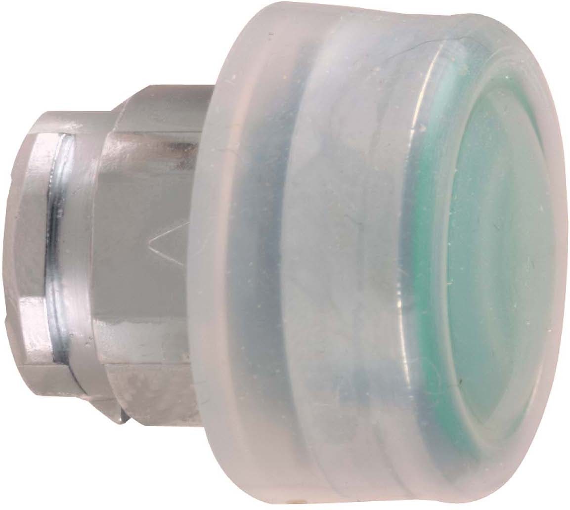 Schneider ZB4BP38 Drucktaster, Frontelement, Harmony XB4, Metall, 22mm, grün, unbeschriftet, tastend, mit Schutzkappe, für Einlegeschild