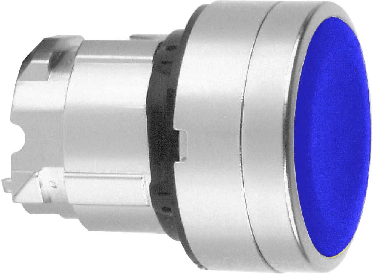 Schneider ZB4BP683 Drucktaster, Frontelement, Harmony XB4, Metall, 22mm, blau, vorstehend, unbeschriftet, tastend, mit Schutzkappe