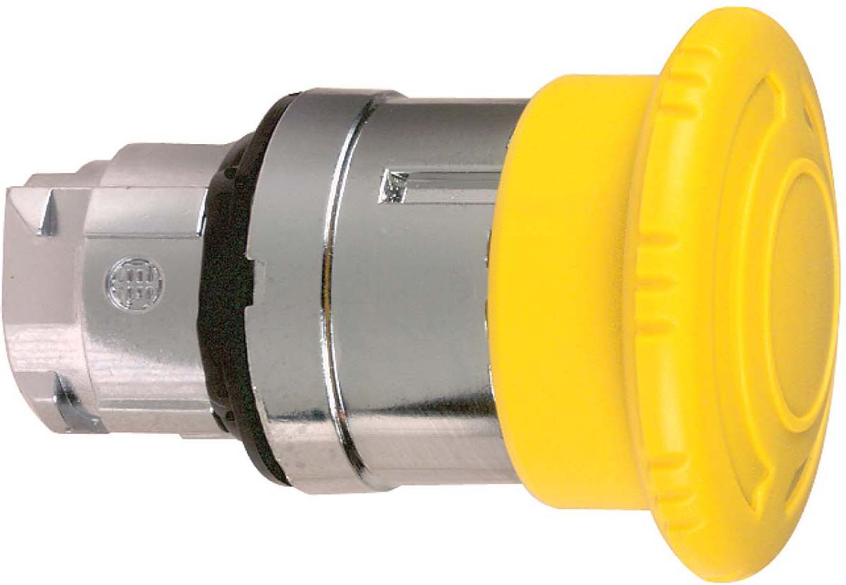 Schneider ZB4BS55 Pilzdrucktaster, Frontelement, Harmony XB4, Metall, 22mm, gelb, Pilz 40mm, Drehentriegelung