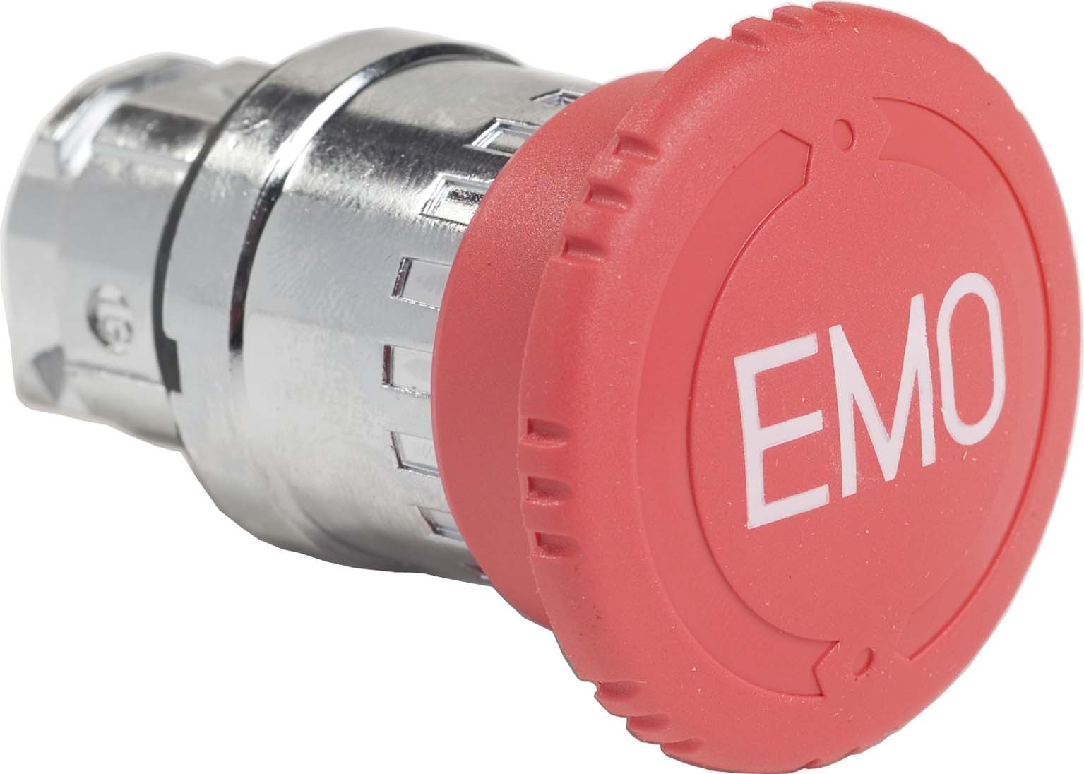 Schneider ZB4BS84430 Not-Aus/Not-Halt-Schalter, Frontelement, Harmony XB4, Metall, 22mm, rot, beschriftet EMO, Pilz 40mm, Drehentriegelung