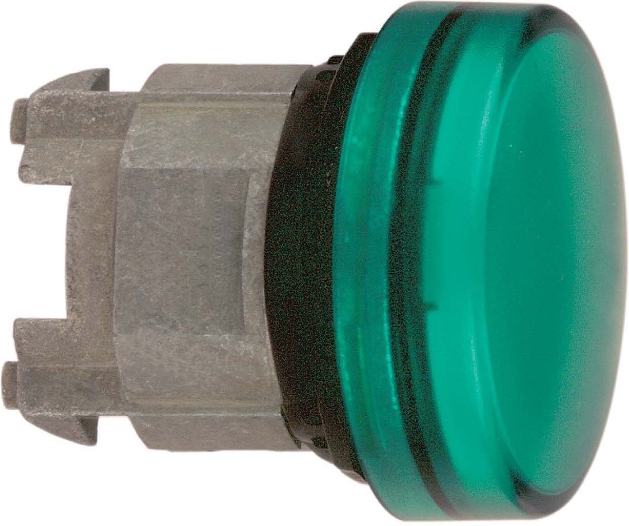 Schneider ZB4BV033E Leuchtmelder, Frontelement, Harmony XB4, Metall, 22mm, grün, für universelle LED, glatte Kalotte, für Einlegeschild