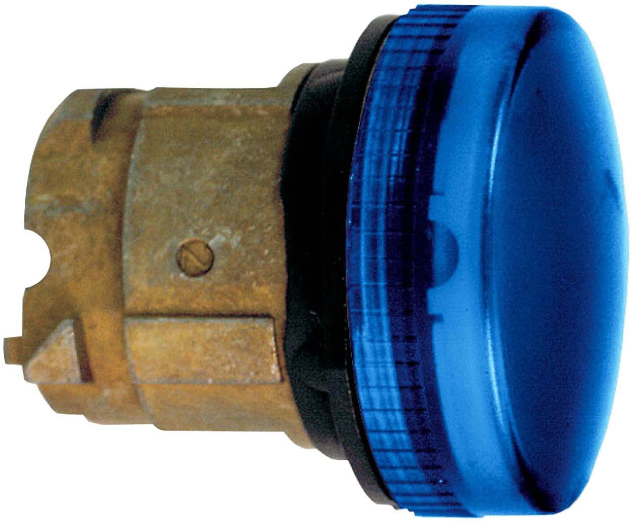 Schneider ZB4BV063S Leuchtmelder, Frontelement, Harmony XB4, Metall, 22mm, blau, für universelle LED, geriffelte Kalotte