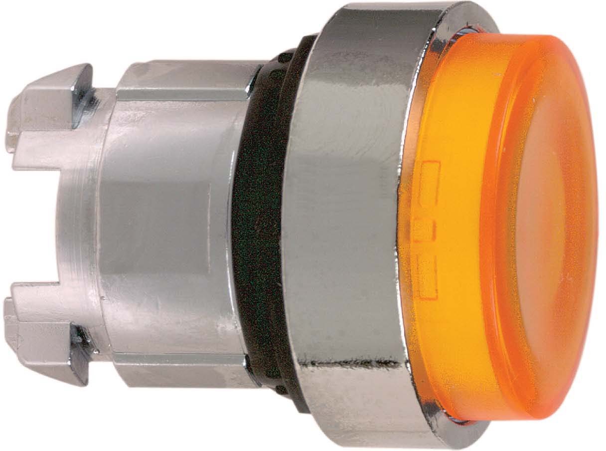 Schneider ZB4BW15 Leuchtdrucktaster, Frontelement, Harmony XB4, Metall, 22mm, orange, vorstehend, unbeschriftet, glatte Kalotte, BA9s