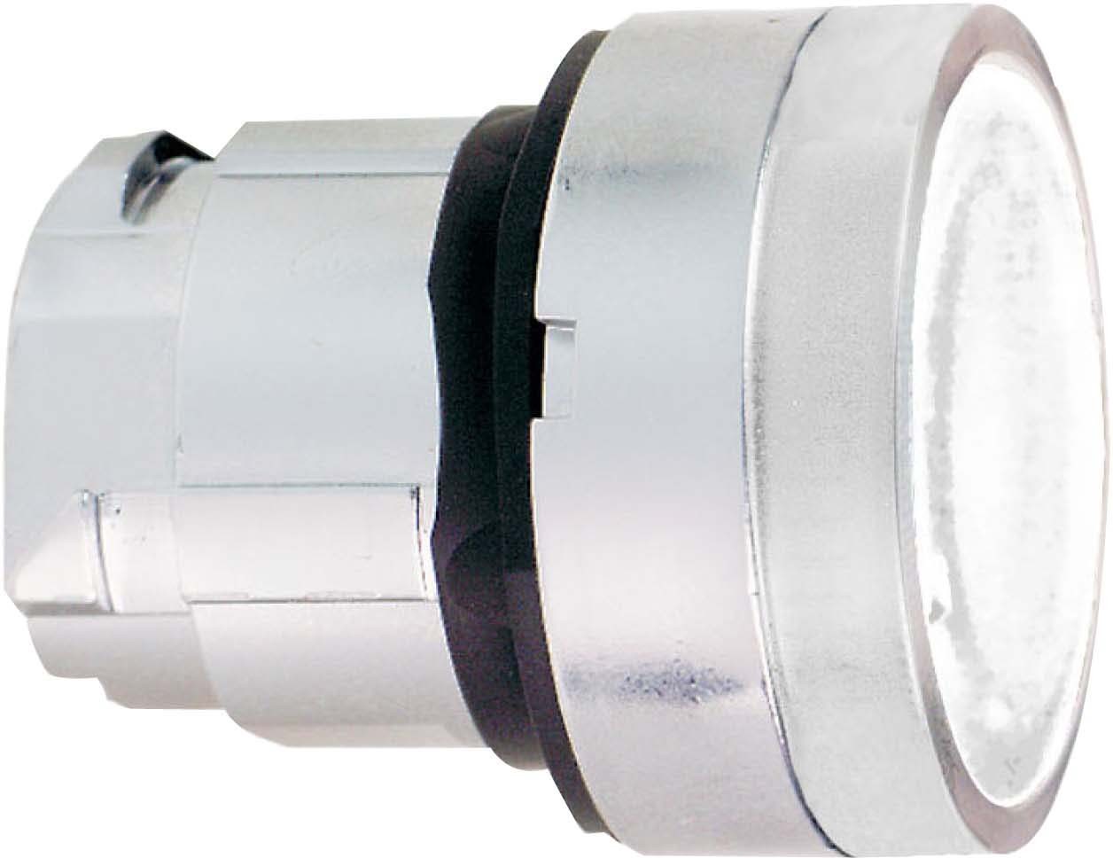 Schneider ZB4BW313S Leuchtdrucktaster, Frontelement, Harmony XB4, Metall, 22mm, weiß, unbeschriftet, tastend, geriffelt, für universelle LED