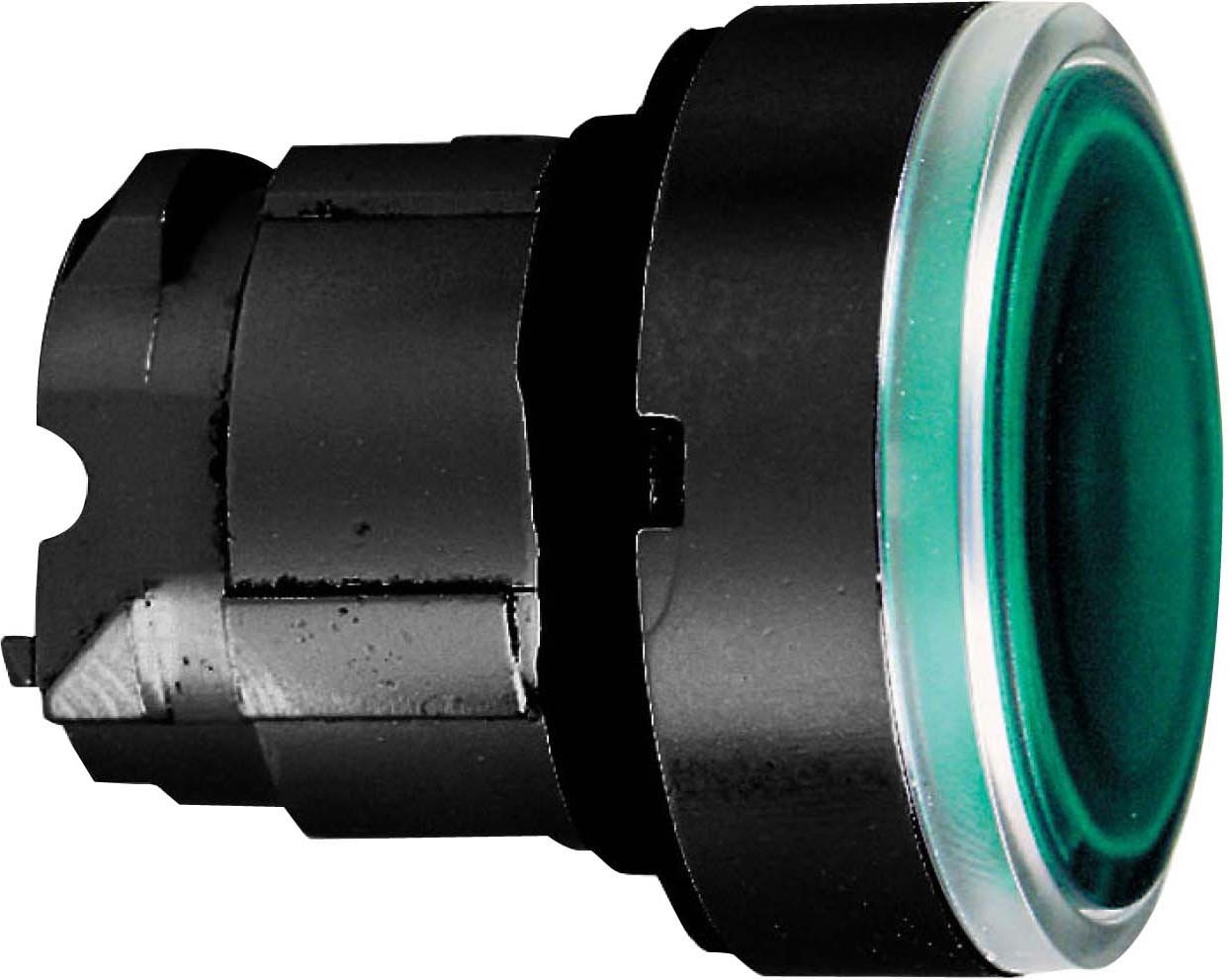 Schneider ZB4BW3337 Leuchtdrucktaster, Frontelement, Harmony XB4, Metall schwarz, 22mm, grün, unbeschriftet, tastend, für universelle LED