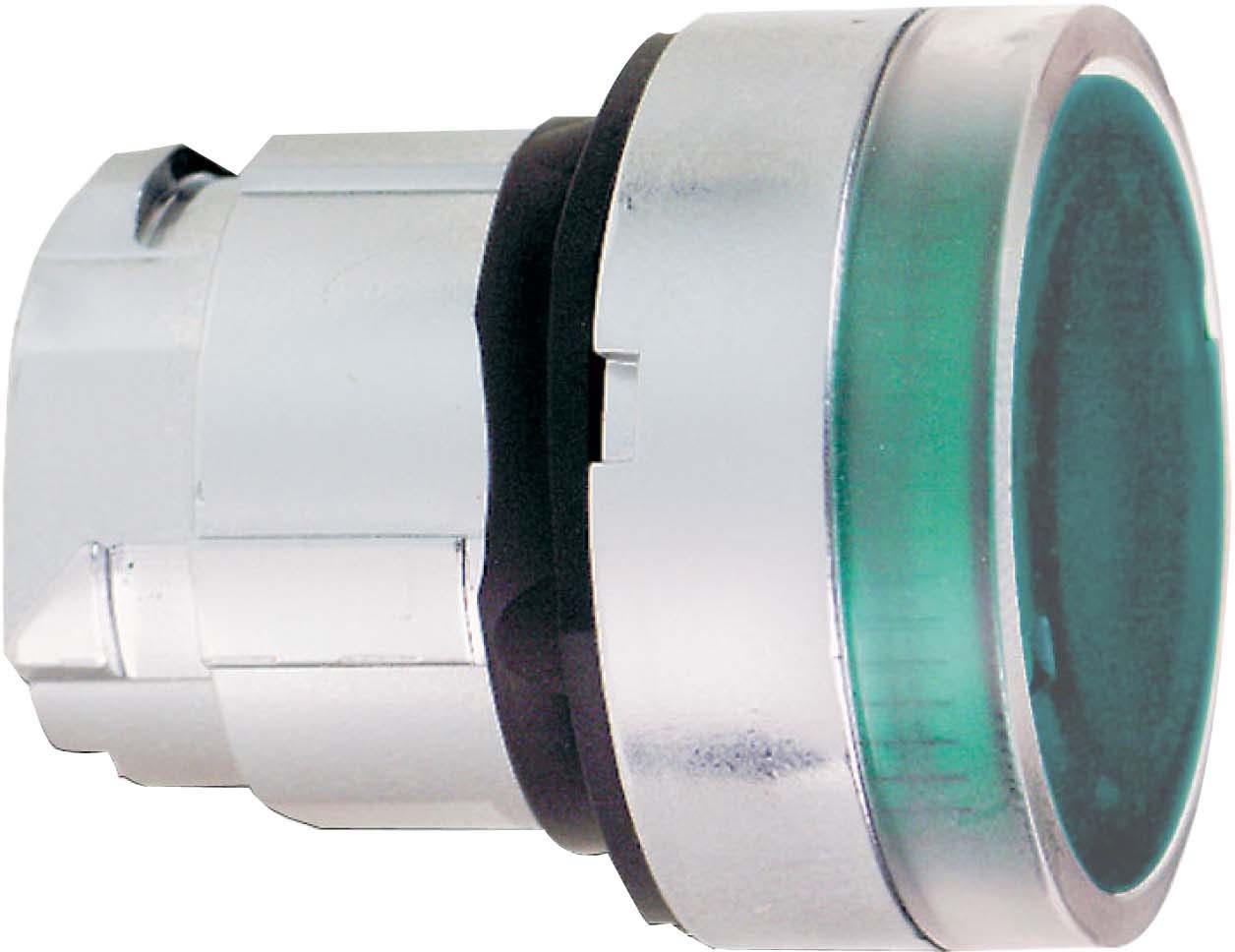 Schneider ZB4BW333S Leuchtdrucktaster, Frontelement, Harmony XB4, Metall, 22mm, grün, unbeschriftet, tastend, geriffelt, für universelle LED