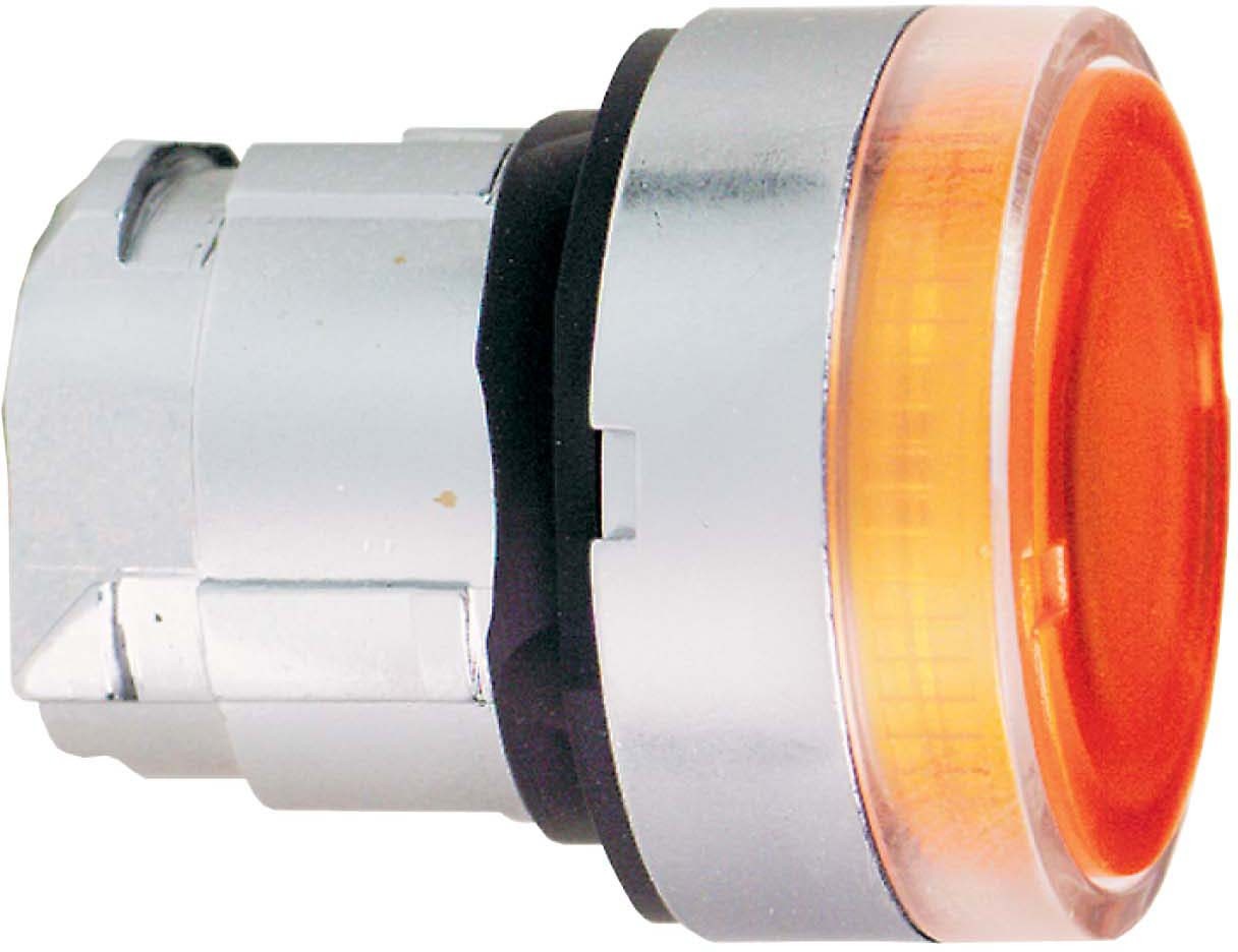 Schneider ZB4BW35 Leuchtdrucktaster, Frontelement, Harmony XB4, Metall, 22mm, orange, unbeschriftet, tastend, glatte Kalotte, BA9s
