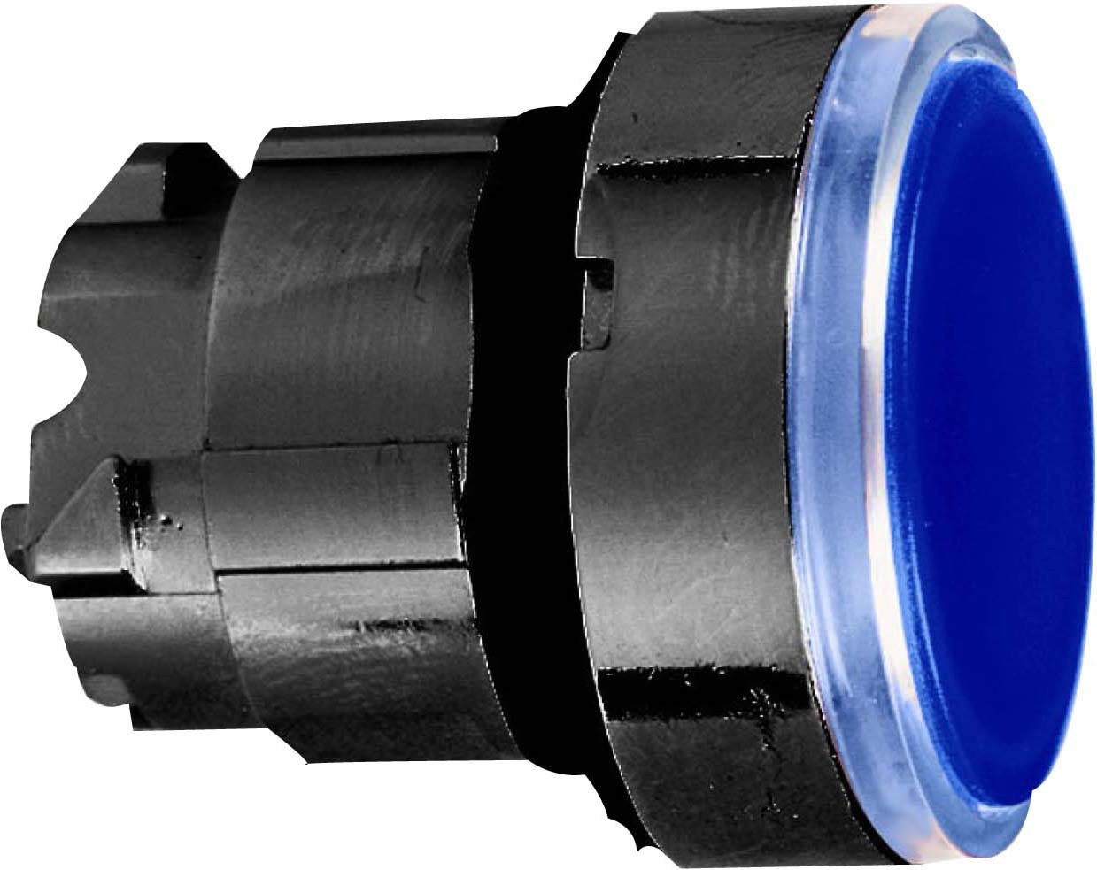 Schneider ZB4BW3637 Leuchtdrucktaster, Frontelement, Harmony XB4, Metall schwarz, 22mm, blau, unbeschriftet, tastend, für universelle LED