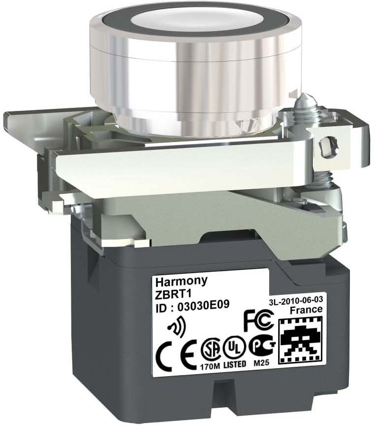 Schneider ZB4RTA1 Funkdrucktaster, Harmony XB4R, Metall, Ø22mm, batterielos, kabellos, weiss