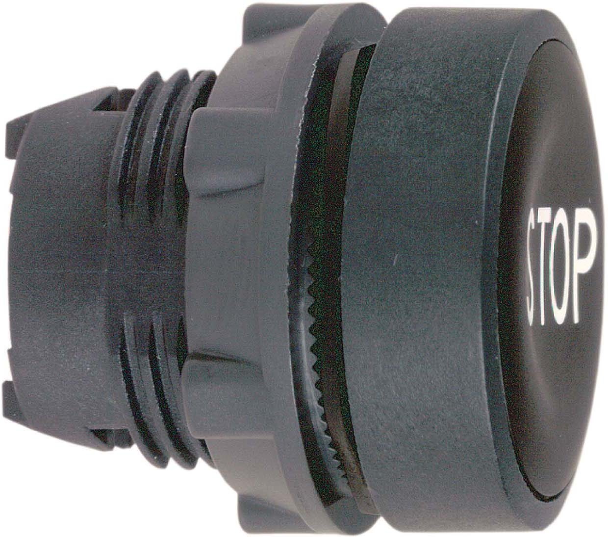 Schneider ZB5AA234 Drucktaster, Frontelement, Harmony XB5, Kunststoff, 22mm, schwarz, beschriftet STOP, tastend