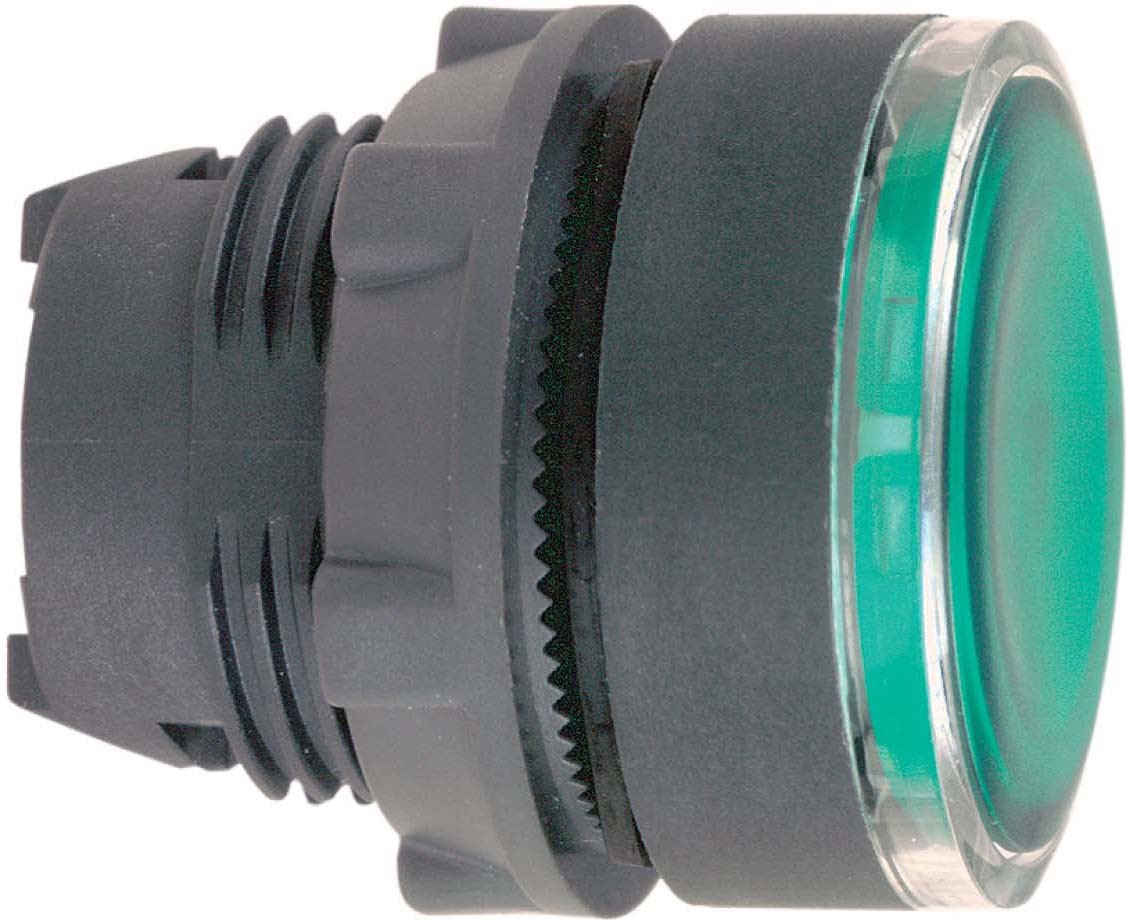 Schneider ZB5AA38 Leuchtdrucktaster, Frontelement, Harmony XB5, Kunststoff, 22mm, grün, für universelle LED, für Einlegeschild