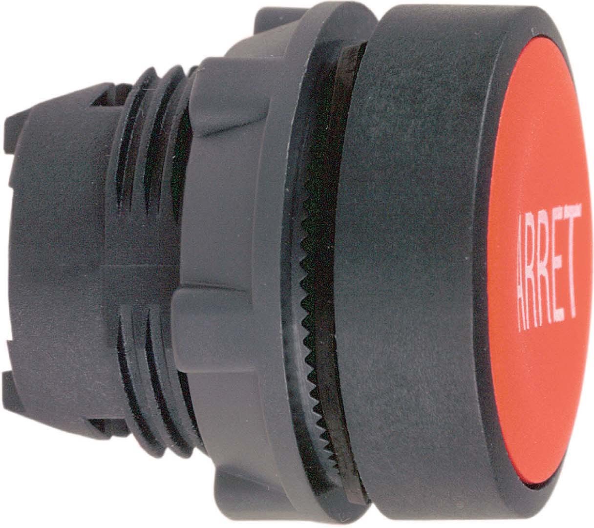 Schneider ZB5AA433 Drucktaster, Frontelement, Harmony XB5, Kunststoff, 22mm, rot, beschriftet ARRET, tastend