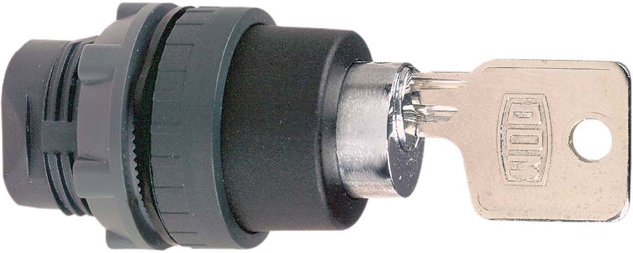 Schneider ZB5AFDA Drucktaster, Frontelement, Harmony XB5, Kunststoff, schwarz, 2 Stellungen, Schlüsselentriegelung, DOM 4A185