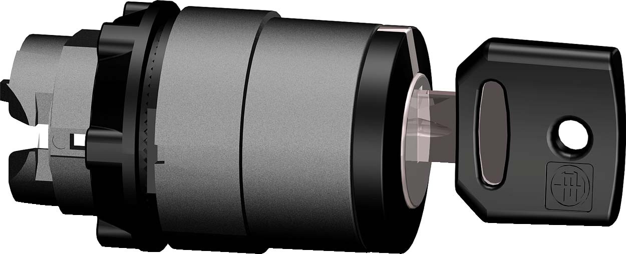Schneider ZB5AG02 Schlüsselschalter, Frontelement, Harmony XB5, Kunststoff, 22mm, schwarz, 2 Stellungen, rastend