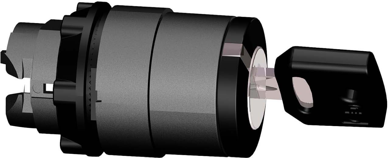 Schneider ZB5AG2 Schlüsselschalter, Frontelement, Harmony XB5, Kunststoff, 22mm, schwarz, 2 Stellungen, rastend