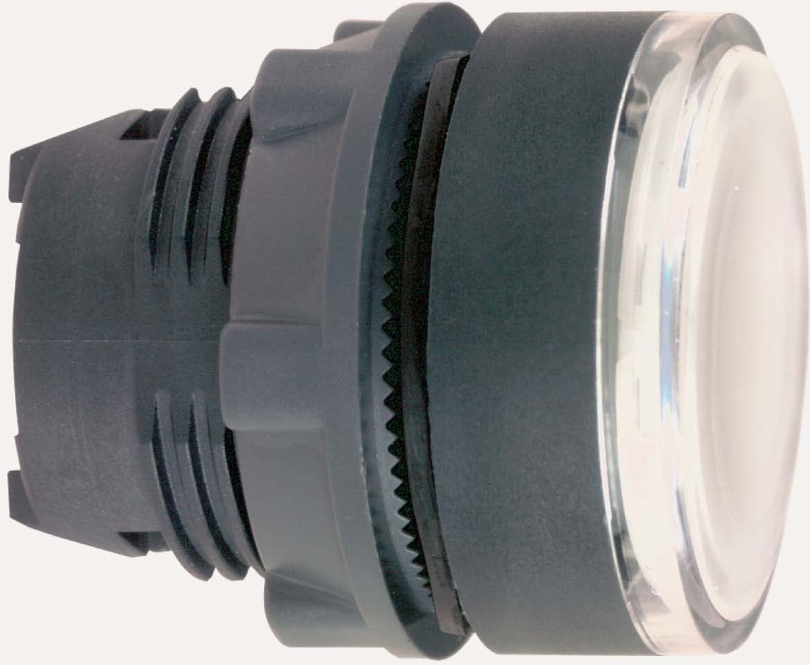 Schneider ZB5AH0183 Leuchtdrucktaster, Frontelement, Harmony XB5, Kunststoff, 22mm, weiß, für universelle LED, für Einlegeschild, rastend