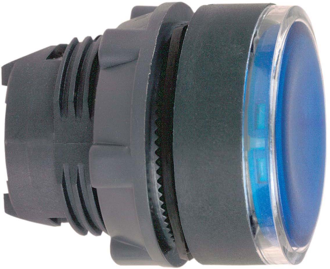 Schneider ZB5AH063 Leuchtdrucktaster, Frontelement, Harmony XB5, Kunststoff, 22mm, blau, unbeschriftet, für universelle LED, rastend