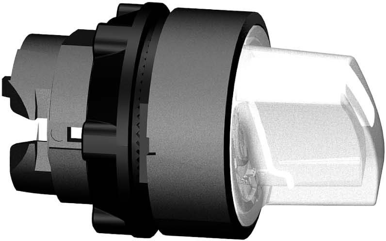 Schneider ZB5AK1513 Leuchtwahlschalter, Frontelement, Harmony XB5, Kunststoff, 22mm, weiß, für universelle LED, 3 Stellungen, Mitte rastend
