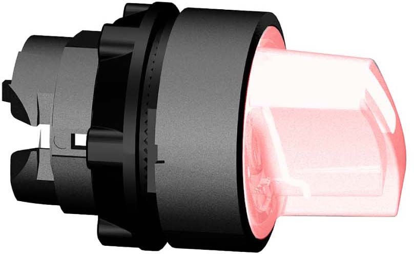 Schneider ZB5AK1543 Leuchtwahlschalter, Frontelement, Harmony XB5, Kunststoff, 22mm, rot, für universelle LED, 3 Stellungen, Mitte rastend