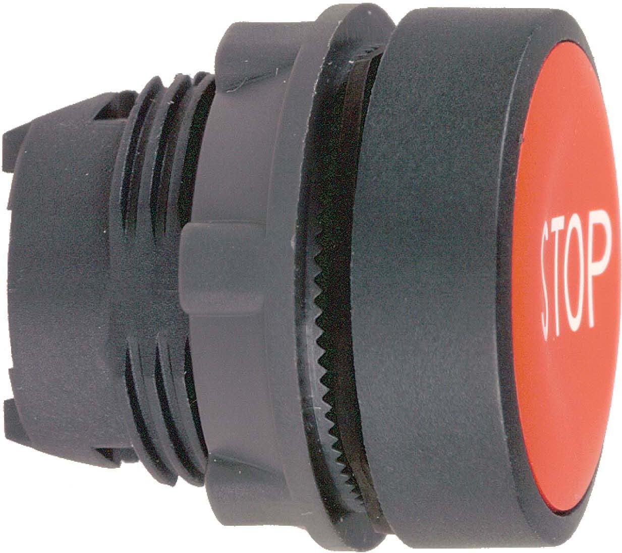 Schneider ZB5AL434 Drucktaster, Frontelement, Harmony XB5, Kunststoff, 22mm, rot, vorstehend, beschriftet STOP, tastend