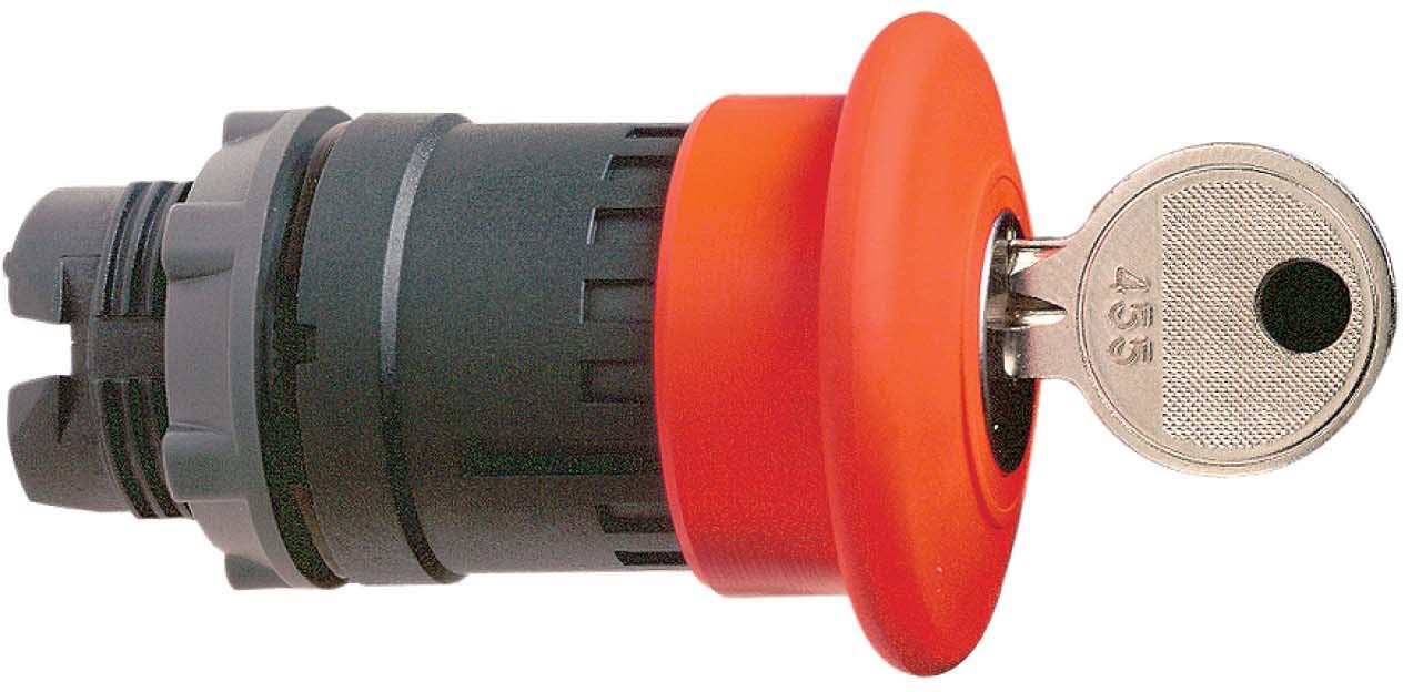 Schneider ZB5AS944D Not-Aus/Not-Halt-Schalter, Frontelement, Harmony XB5, Kunststoff, 22mm, rot, Pilz 40mm, Schlüsselentriegelung, Dom 4A185