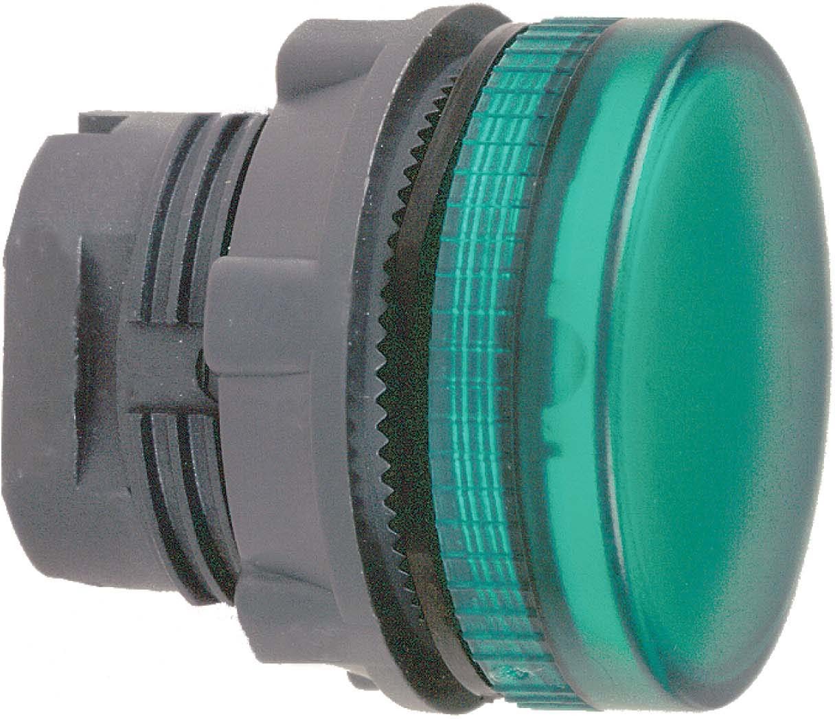 Schneider ZB5AV03S Leuchtmelder, Frontelement, Harmony XB5, Kunststoff, 22mm, grün, für Glühlampe BA9s, geriffelte Kalotte