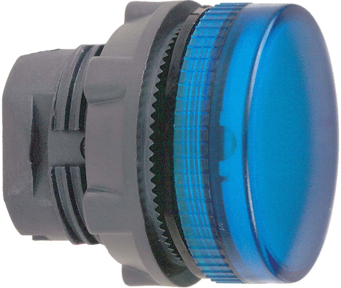 Schneider ZB5AV06 Leuchtmelder, Frontelement, Harmony XB5, Kunststoff, 22mm, blau, für Glühlampe BA9s, glatte Kalotte