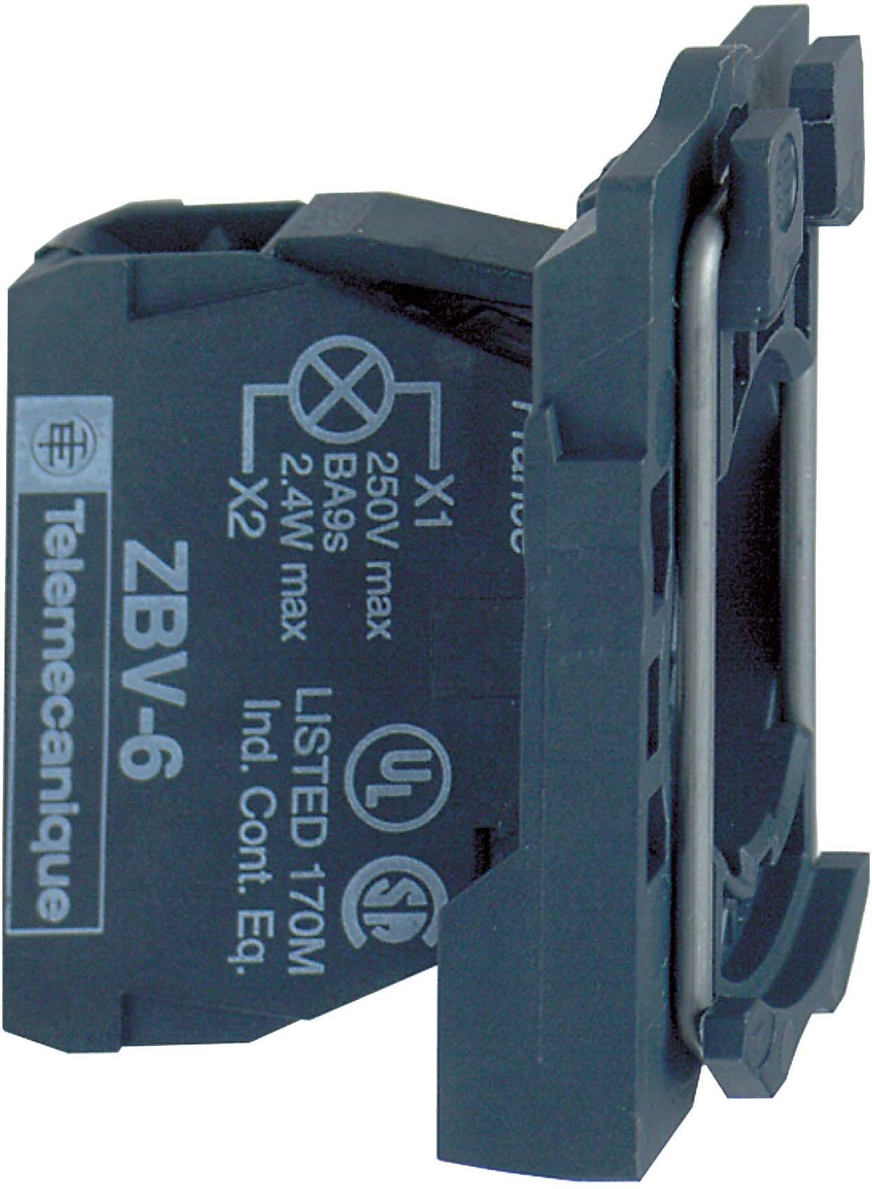 Schneider ZB5AV6 Lampenfassung mit Befestigungsflansch, Harmony XB5, Kunststoff, weiß, Glühlampe BA9s, Schraubklemme, 250V