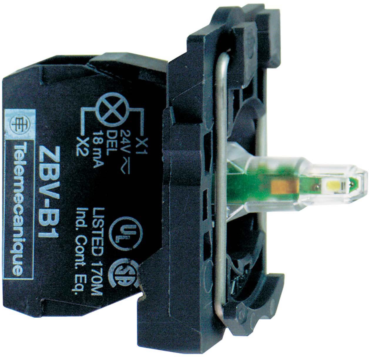 Schneider ZB5AVB1 Lampenfassung, Harmony XB5, Kunststoff, weiß, universelle LED, mit Befestigungsflansch, Schraubklemme, 24V ACDC