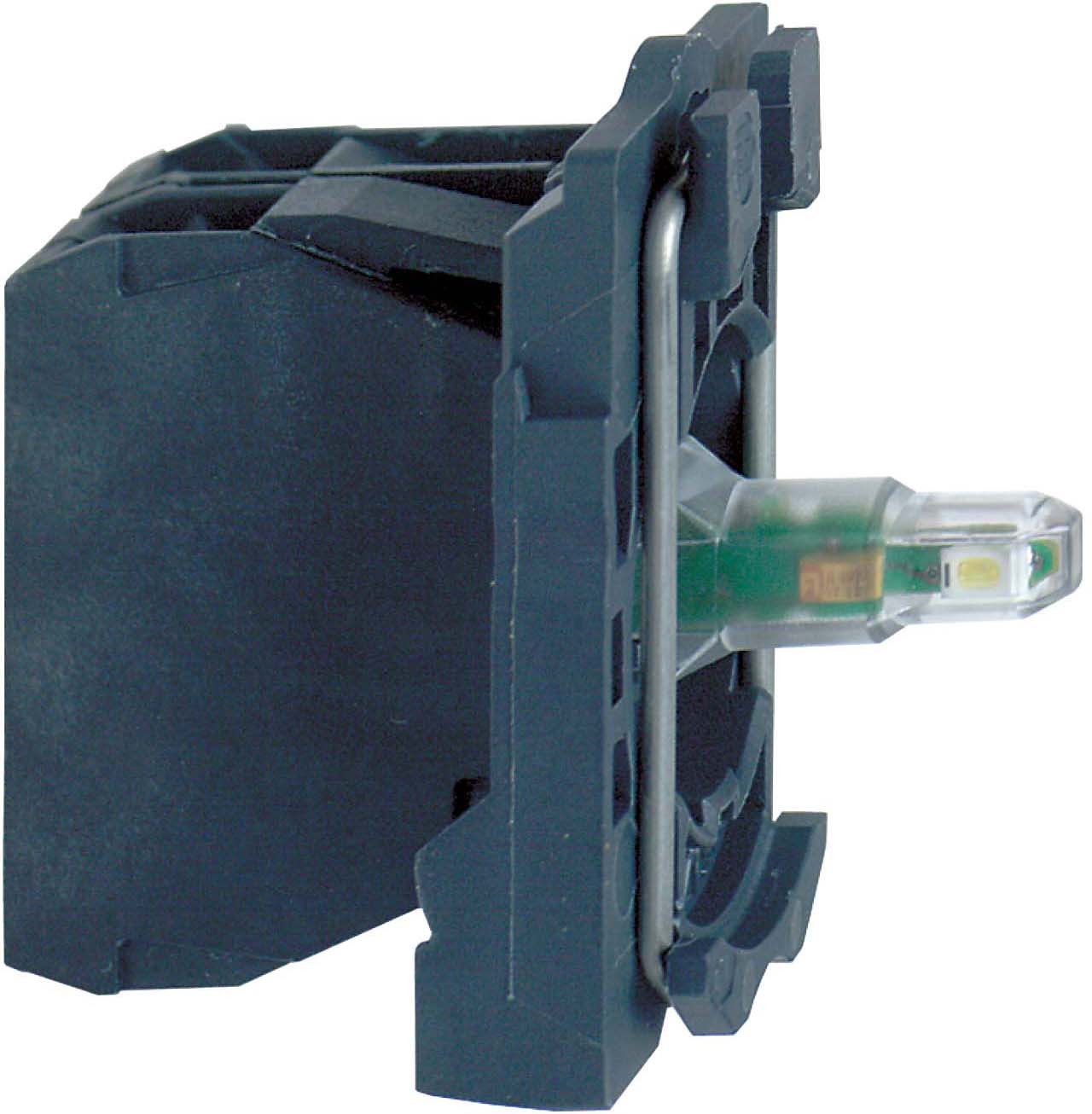 Schneider ZB5AW0B13 Hilfsschalterblock, Harmony XB5, Kunststoff, weiß, universelle LED, mit Befestigungsflansch, 2S, 24V ACDC