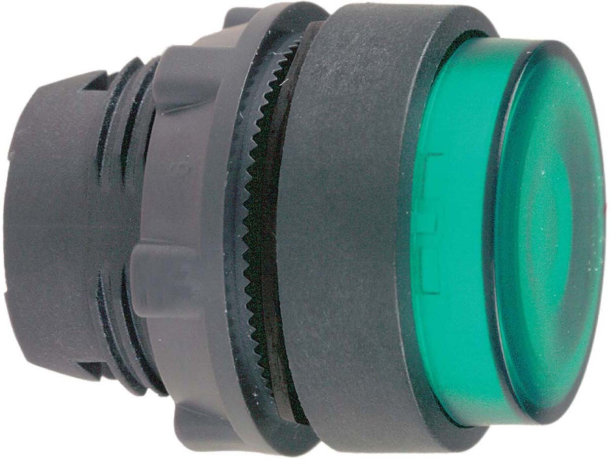 Schneider ZB5AW13 Leuchtdrucktaster, Frontelement, Harmony XB5, Kunststoff, 22mm, grün, vorstehend, für BA9s