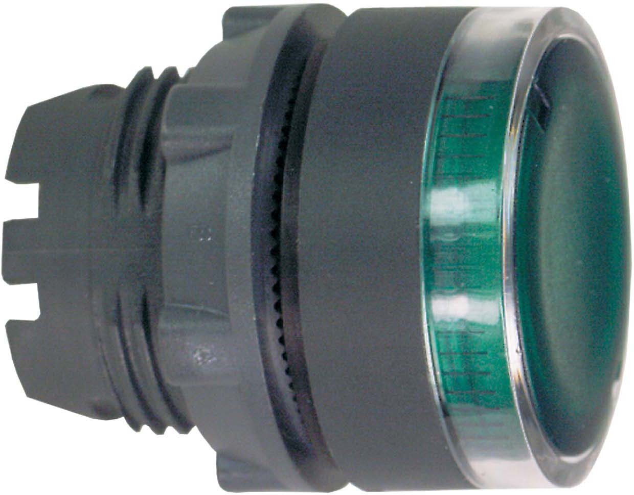 Schneider ZB5AW333S Leuchtdrucktaster, Frontelement, Harmony XB5, Kunststoff, 22mm, grün, für universelle LED, geriffelte Kalotte