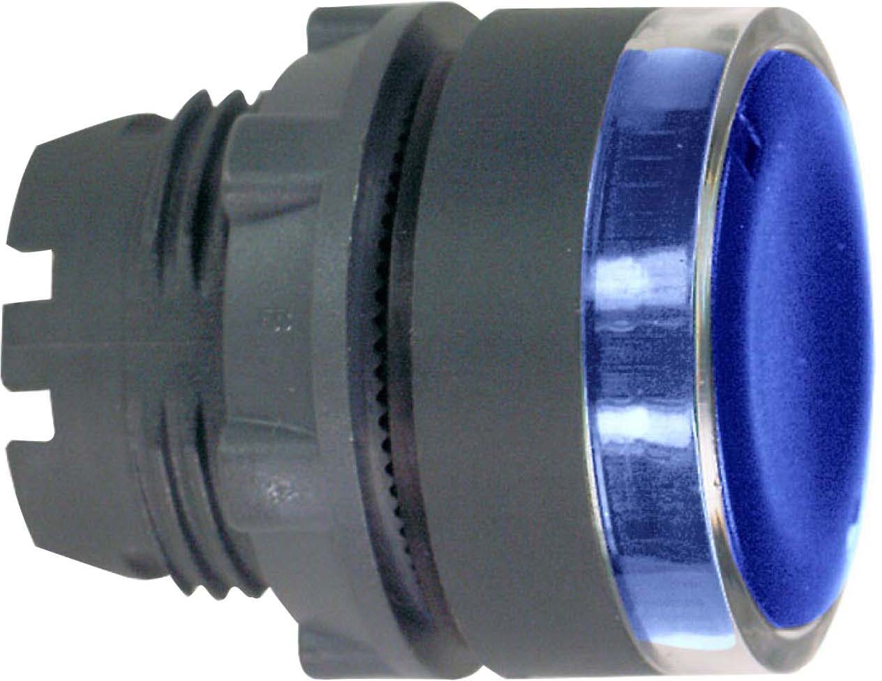 Schneider ZB5AW363S Leuchtdrucktaster, Frontelement, Harmony XB5, Kunststoff, 22mm, blau, für universelle LED, geriffelte Kalotte